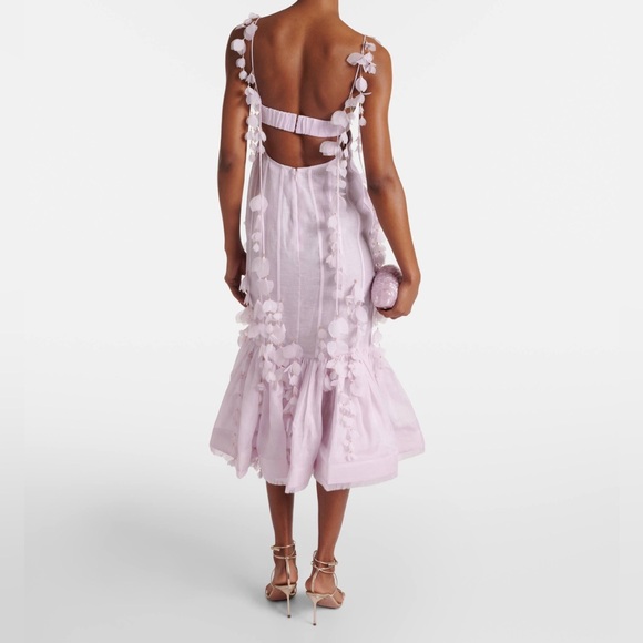 🌸AVAILABLE FOR HIRE 🌸Zimmermann Botanica Silk-Linen Blend Petal Appliqué Dress - Picture 7 of 14
